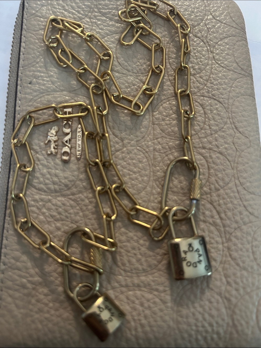 Pandora Gold-Tone Link Necklace with Padlock Charms - Picture 2 of 3